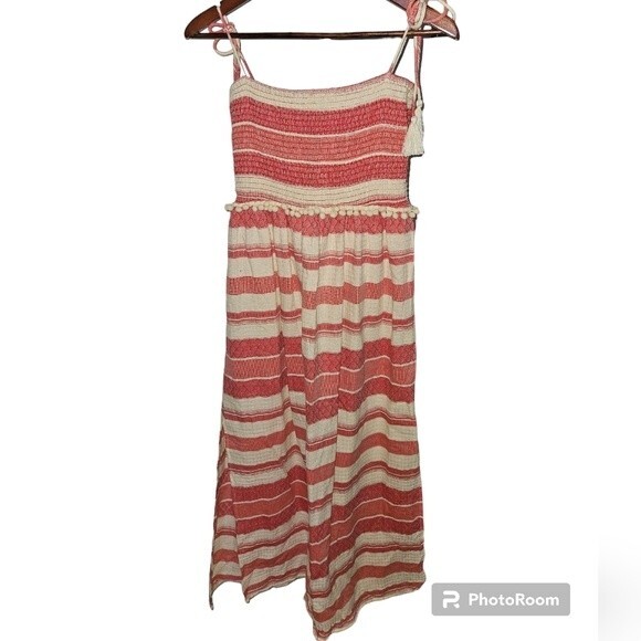 ASOS Maternity Stripe Red Cream Coastal Cowgirl Smocked Boho Maxi Dress 10 - Picture 3 of 6